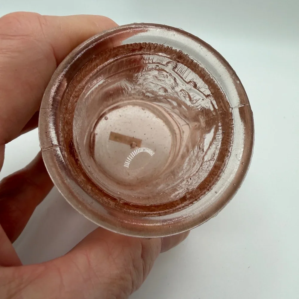 Pink‎ Pressed Glass Mustard Jar with Lid Vintage Style Condiment Server